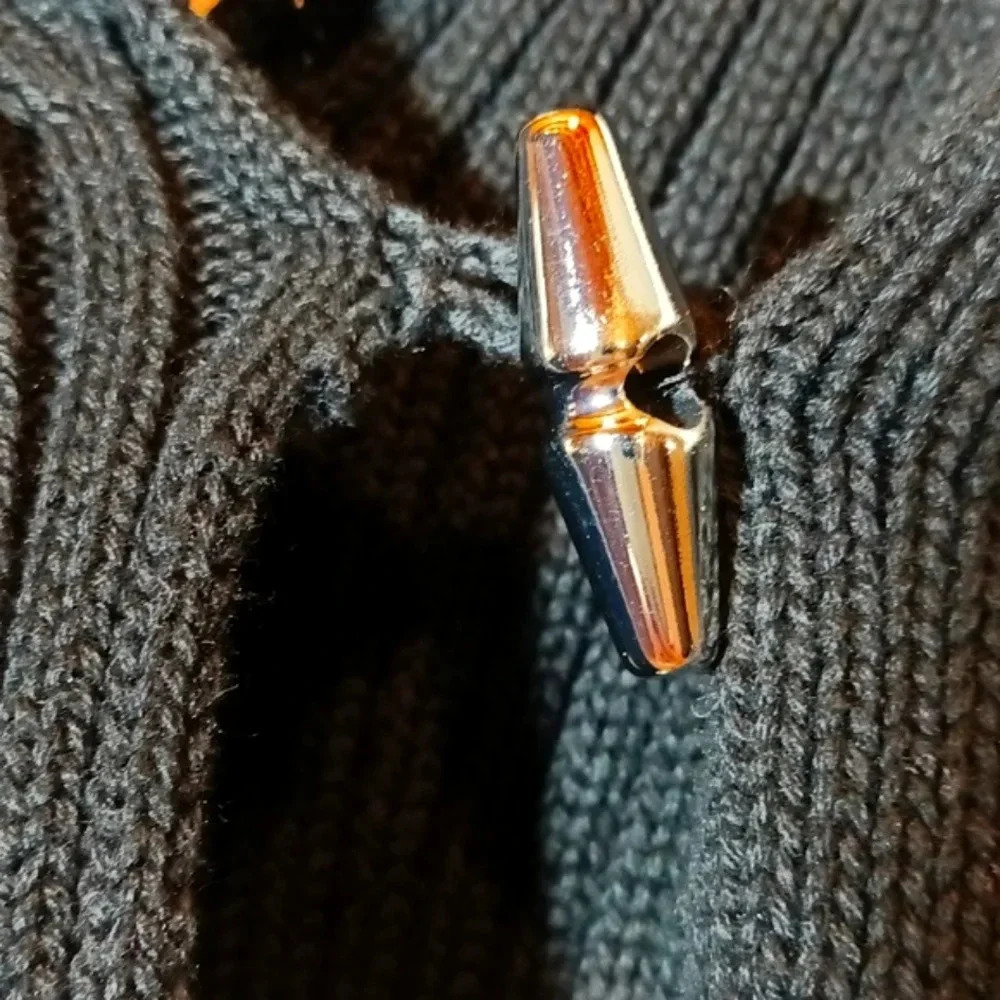 American living cozy wrap v-neck sweater roll collar button crossover closure L - Picture 5 of 16